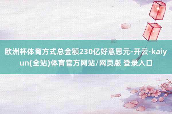 欧洲杯体育方式总金额230亿好意思元-开云·kaiyun(全站)体育官方网站/网页版 登录入口